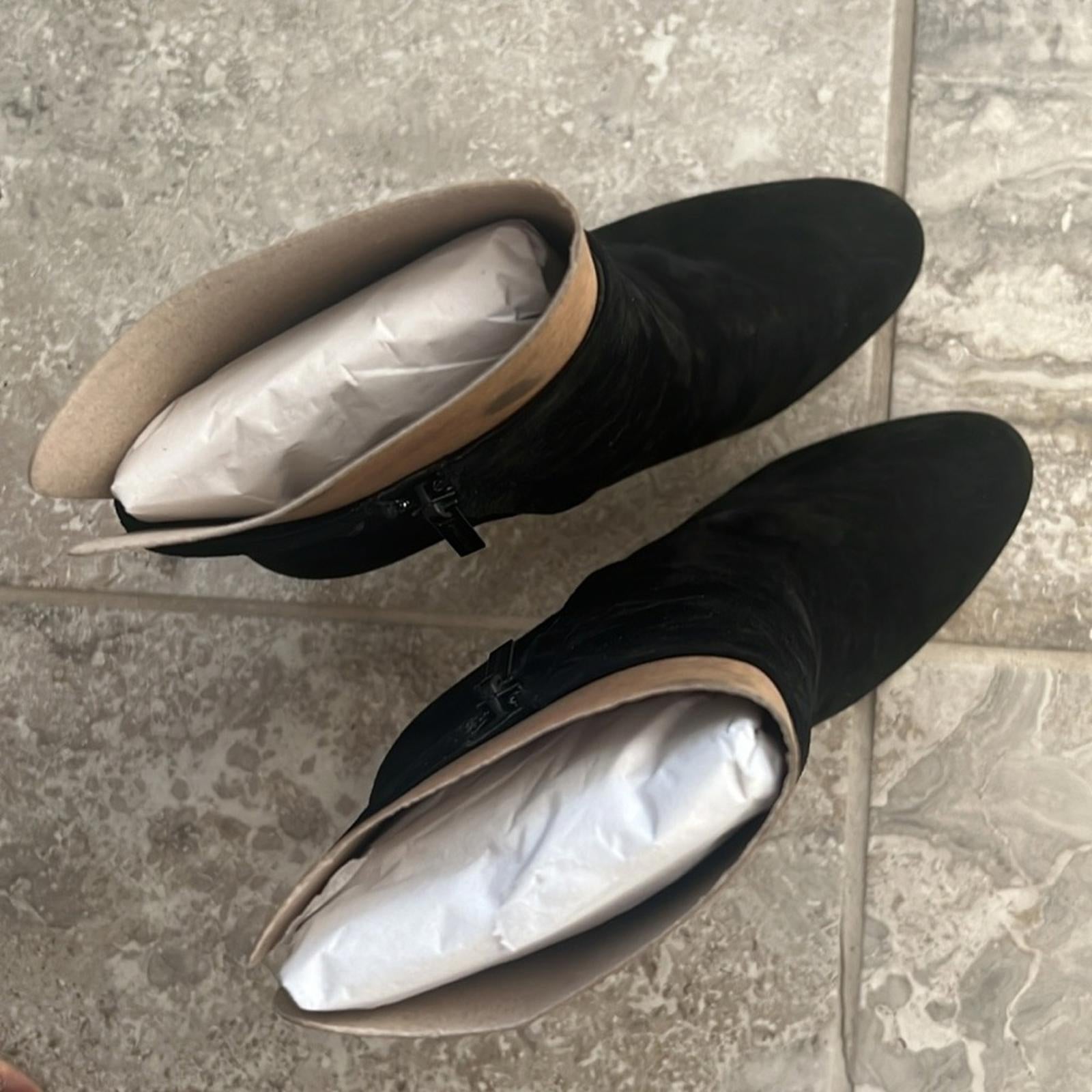 Veronica Beard Dali Suede Platform Ankle Boots, Black Size 9 New in Box $550