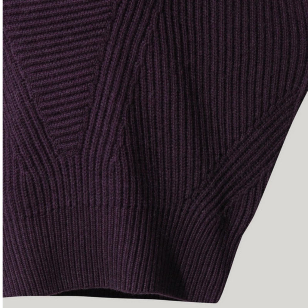 IRO Mona Wool Knit Ribbed Sweater, Dark Purple Size L, New w/Tag Retail $445