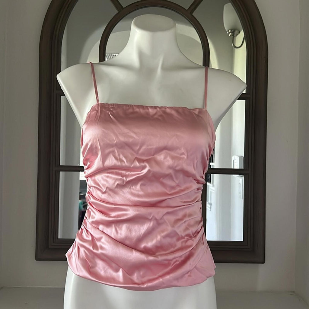 Cinq à Sept Jaylin Ruched Stretch Silk Camisole, Pink Quartz Size S New w/Tag