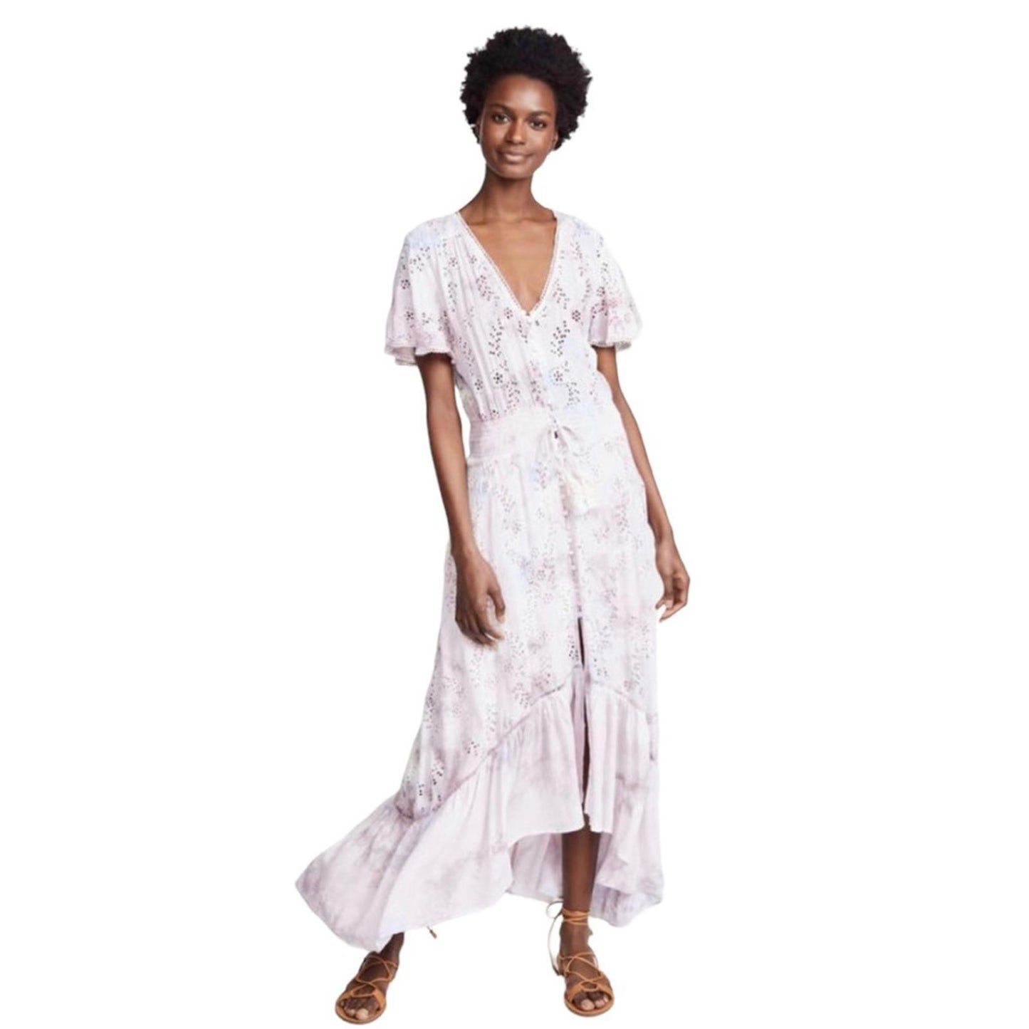 YFB “The Everything” Maxi Dress in White Hi-Low Hem Size L New w/Tag Retail $242
