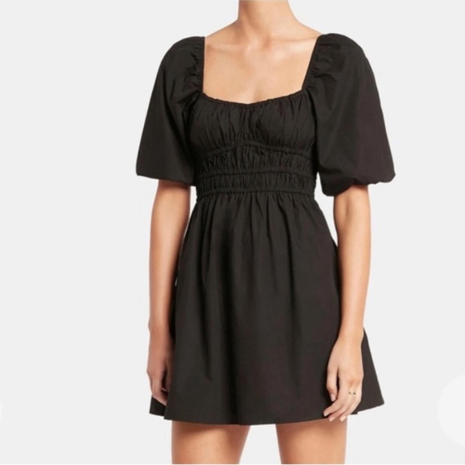 NWT Faithfull the Brand Marinelli Smocked Minidress, Black Size 6 (Sold Out)