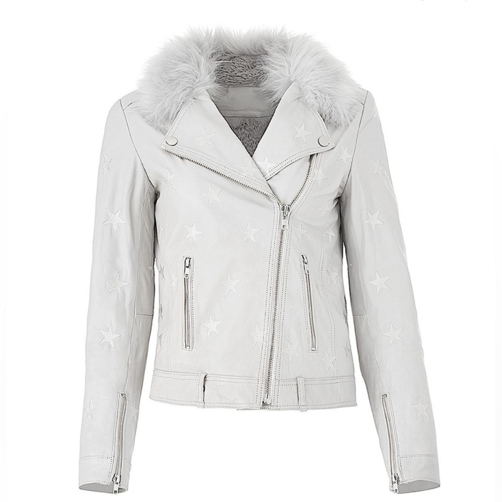 Samantha Sipos Seeing Stars Lambskin Leather Jacket, Size Small Retail $1,895
