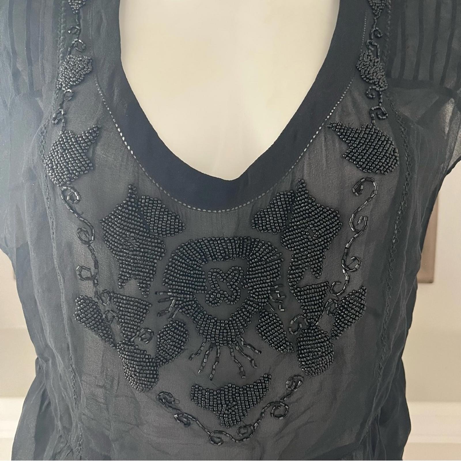 7 For All Mankind Black Sheer Blouse, 100% Silk Size M, New w/o Tag