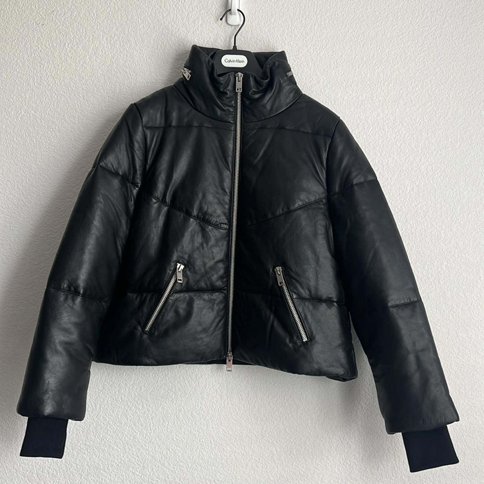 NEW Walter Baker Edwina Puffer Jacket 100% Lamb Leather, Black, NEW w/o Tag $748