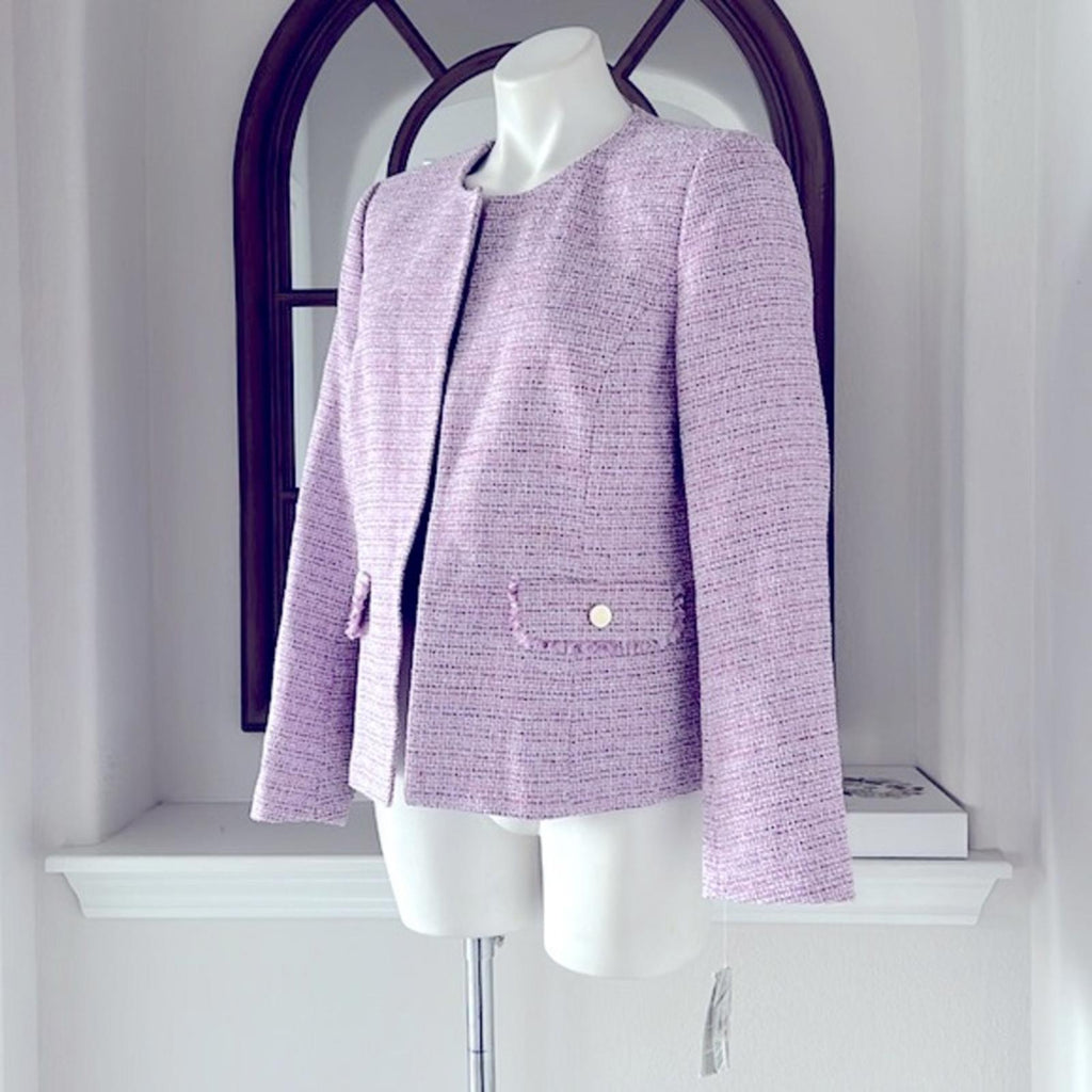 KASPER Barbara Jacket, Tweed in Lavender Mist, Size 10, New w/Tag