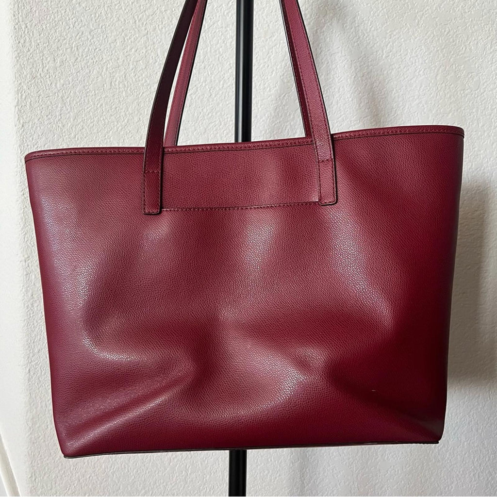 Michael Kors Red Leather Tote Bag in Burgundy, Retail $348