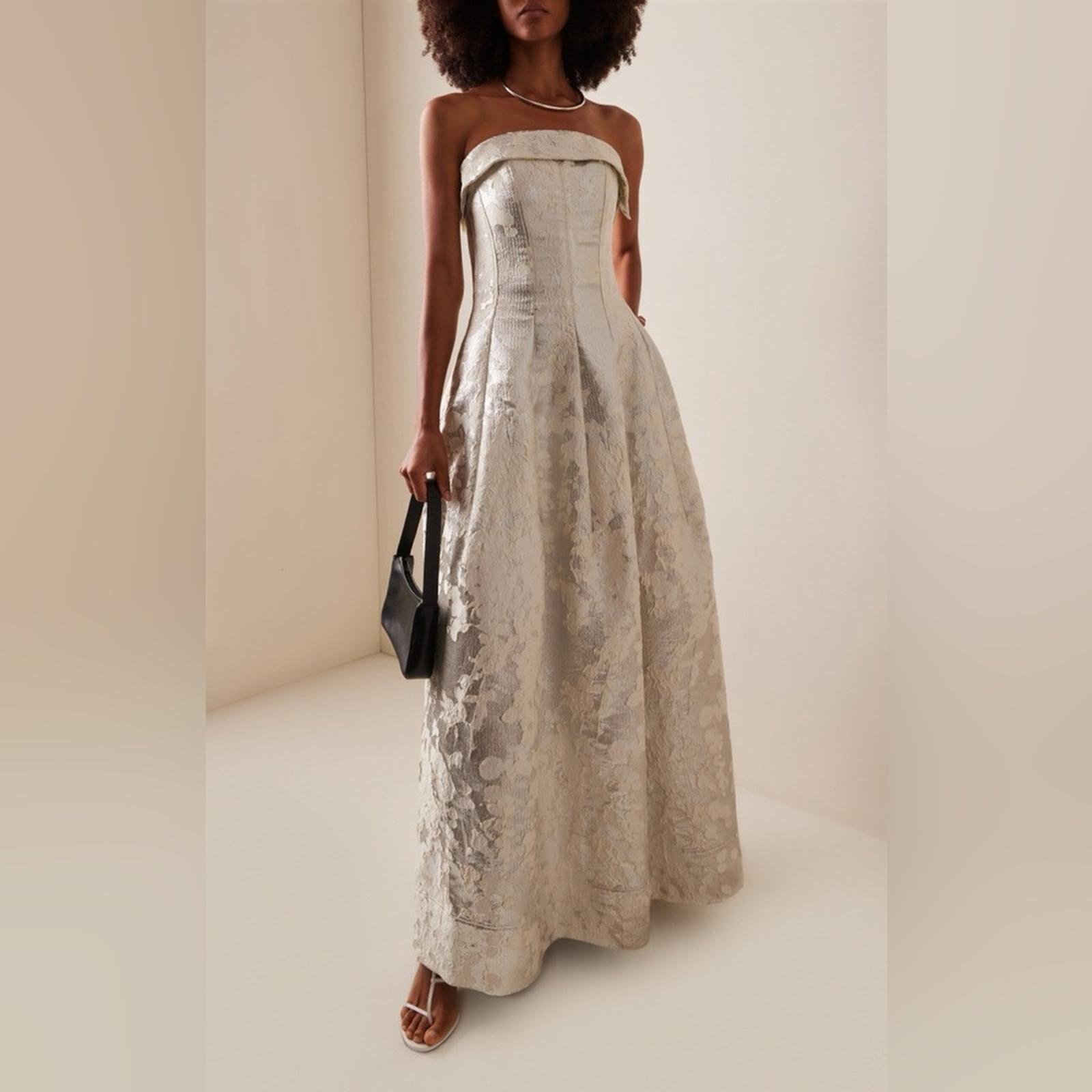 Simkhai Octavia Strapless Metallic Brocade Gown, NWT, Size 0 (Fits Size 2)