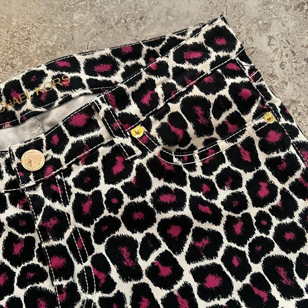 Michael Kors Animal Print Skinny Jeans, Black/ Purple/ White Size 2