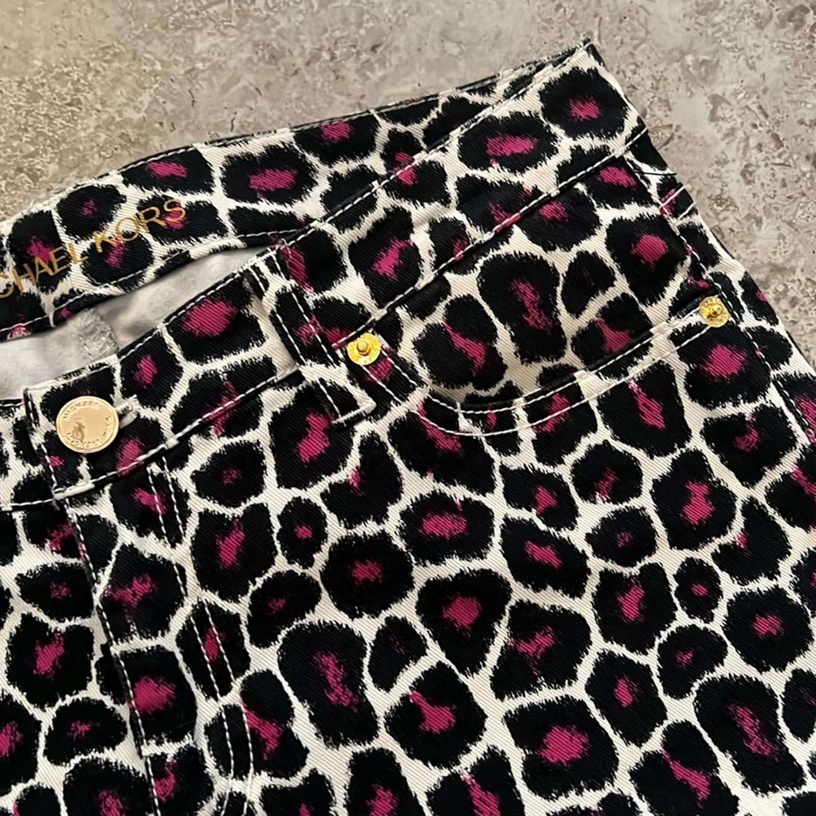 Michael Kors Animal Print Skinny Jeans, Black/ Purple/ White Size 2