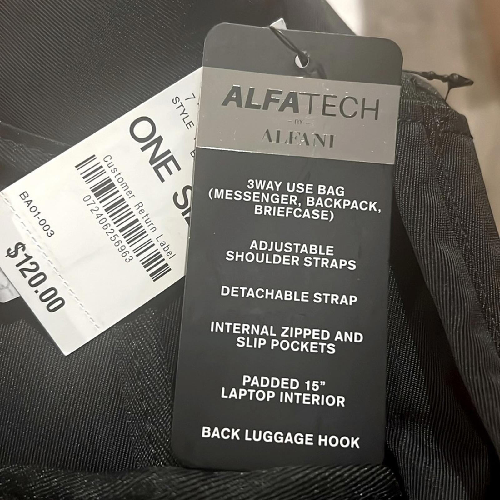 NWT Alfani Tech 3-Way Messenger Bag/Laptop Backpack in Black, New w/Tag $120