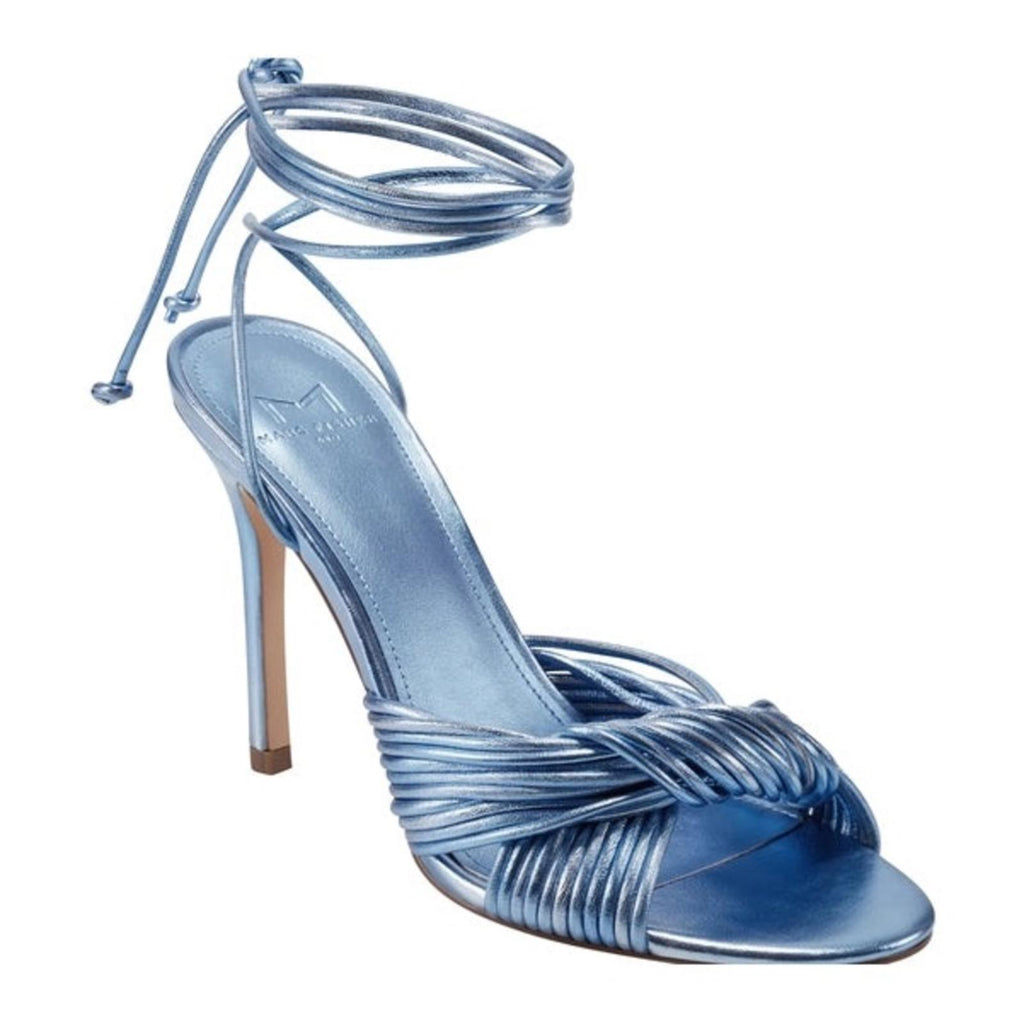 Marc Fisher LTD Brista Metallic Twist Ankle Tie Sandals Lt Blue, NWT, Size 7.5
