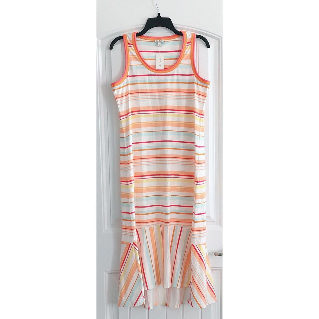 Ella Moss Sylvia Knit Stripe Hi-Low Midi Dress, Size L, New w/Tag
