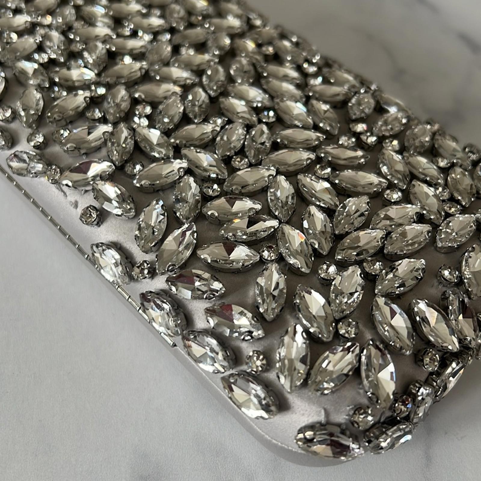 I.N.C. East West Embellished Small Minaudiere in Silver Metallic, NWT