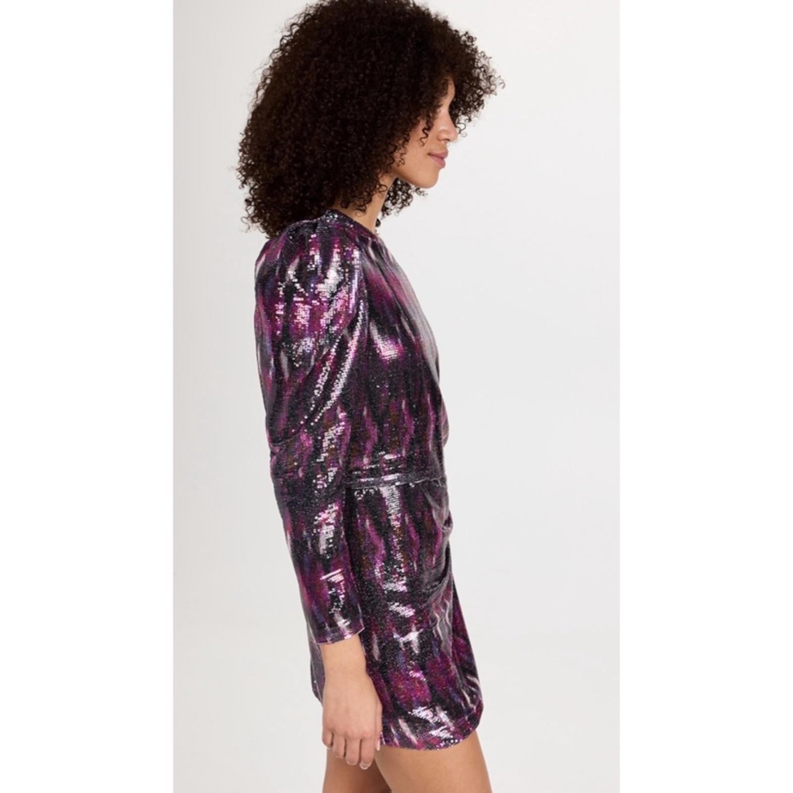MISA Revolve Nova One-Shoulder Sequin Mini Dress, Purple Size S New w/Tag $370