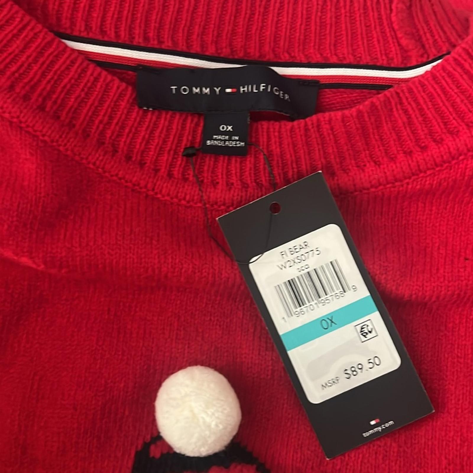 Tommy Hilfiger Wool-Blend Ribbed Trim Christmas Sweater in Red, Size 0X New wTag
