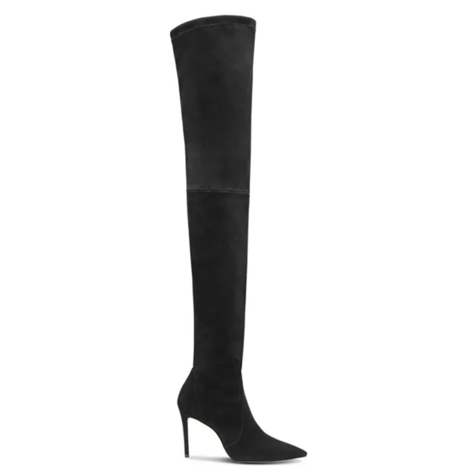 Stuart Weitzman UltraStuart100 Over The Knee Boots Suede Black Size 7 NEW in Box