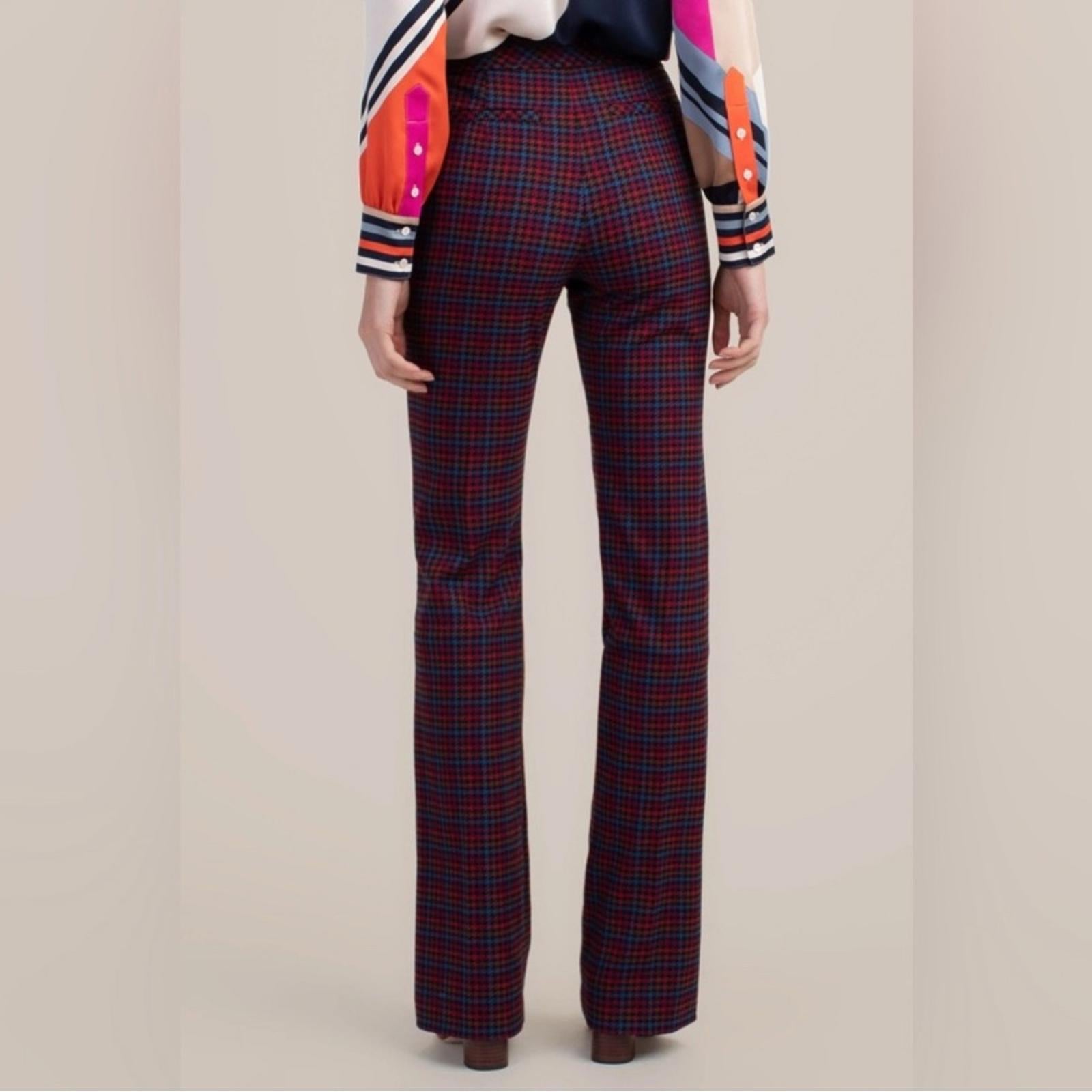 Trina Turk The Willis Flare Pants Multicolor Houndstooth Print Size 0 EXCELLENT!