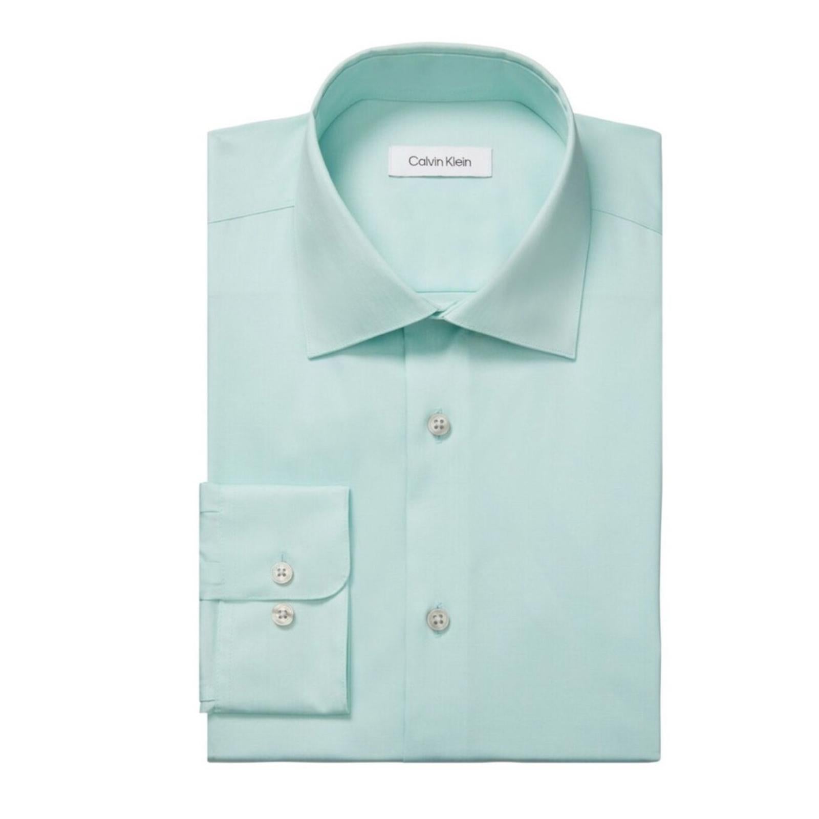 Calvin Klein Steel Slim-Fit Stain Shield Dress Shirt Green Size 17.5 (32/33) NWT
