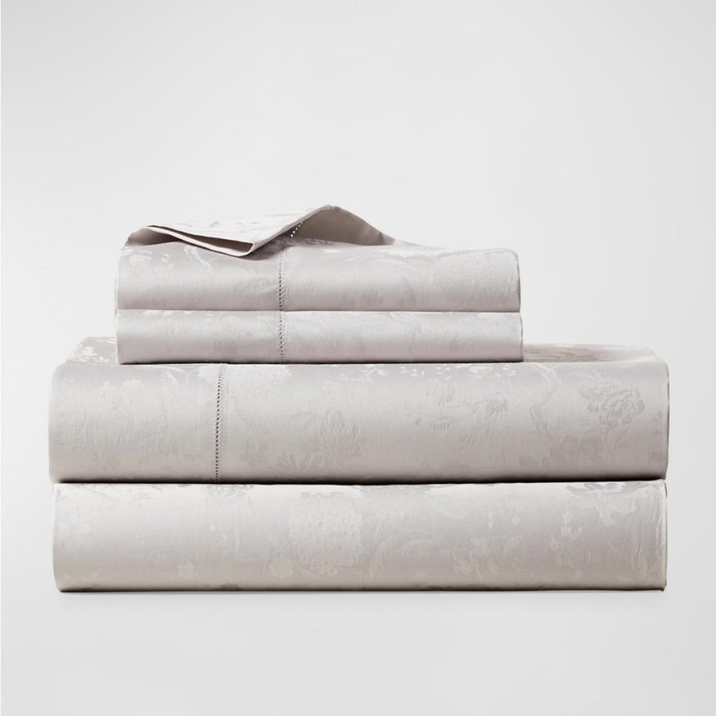 Ralph Lauren Home Bethany Jacquard Organic Cotton Queen Fitted Sheet Silver, NWT