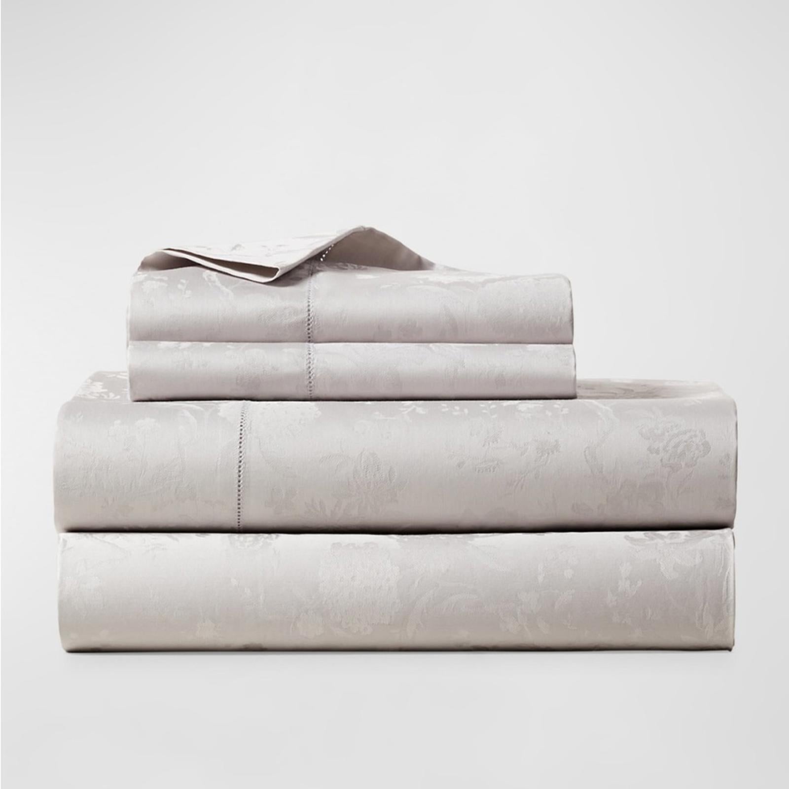 Ralph Lauren Home Bethany Jacquard Organic Cotton Queen Fitted Sheet Silver, NWT