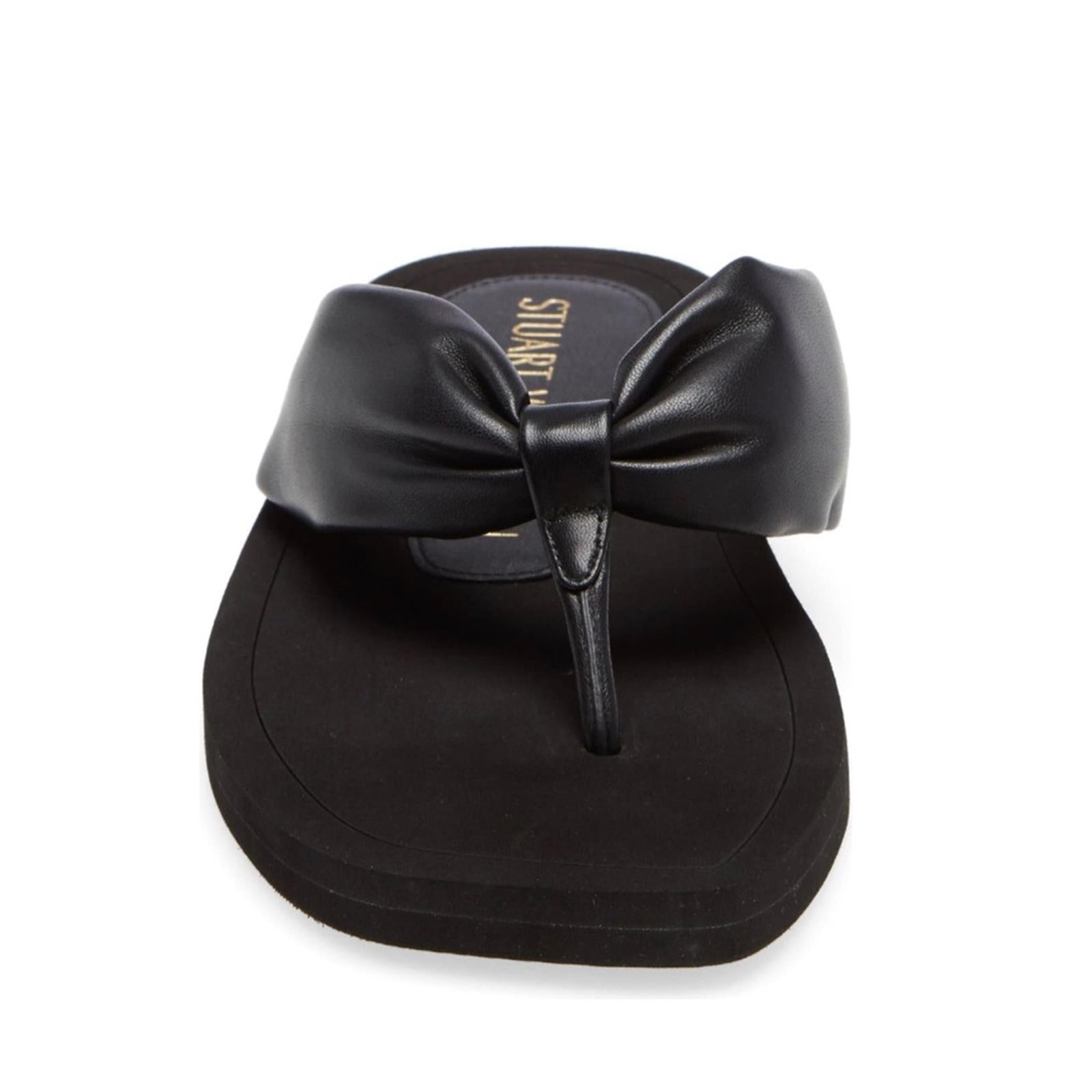 NEW Stuart Weitzman Leather Flip Flops in Black, Size US 8.5/ EU 39