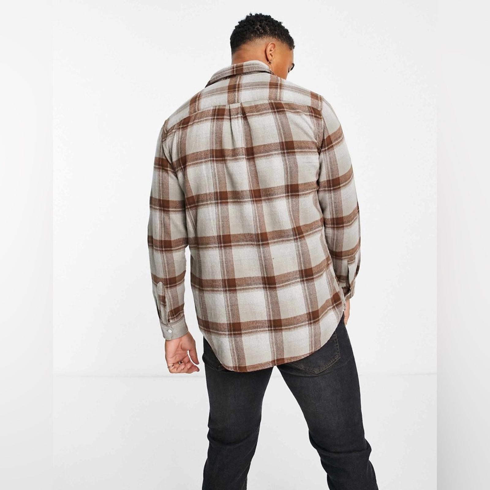 Selected Homme Check Shirt Selected Regscot in Beige/ Brown, NWT, Size XL