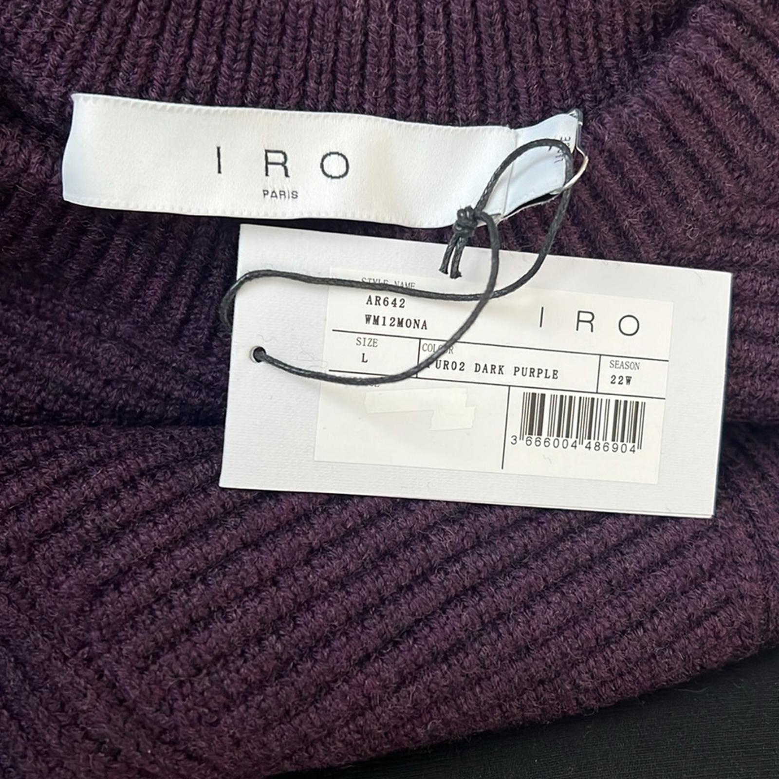 IRO Mona Wool Knit Ribbed Sweater, Dark Purple Size L, New w/Tag Retail $445