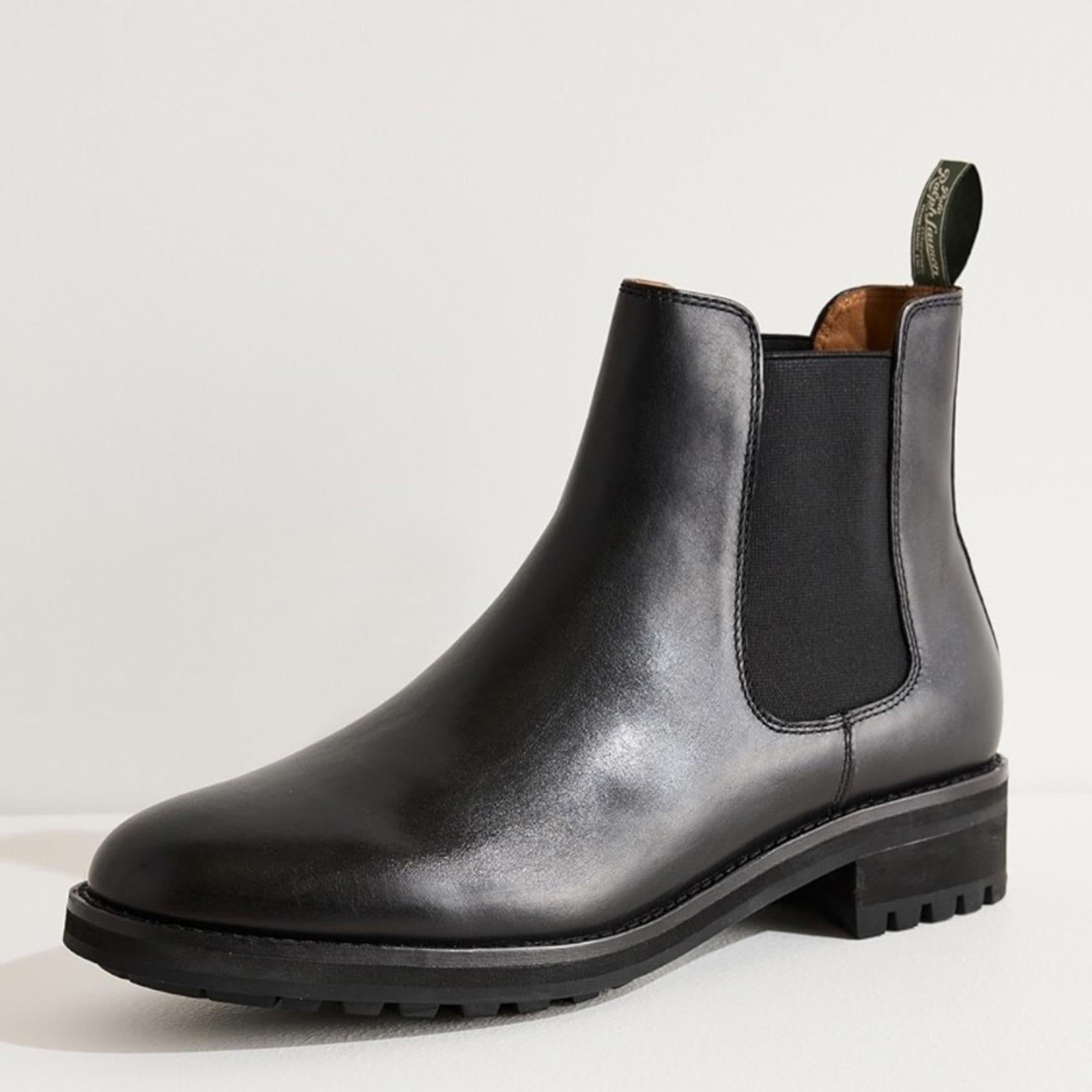 Polo Ralph Lauren Bryson Leather Chelsea Boots w/ Elastic Panels, NWT, Size 8.5
