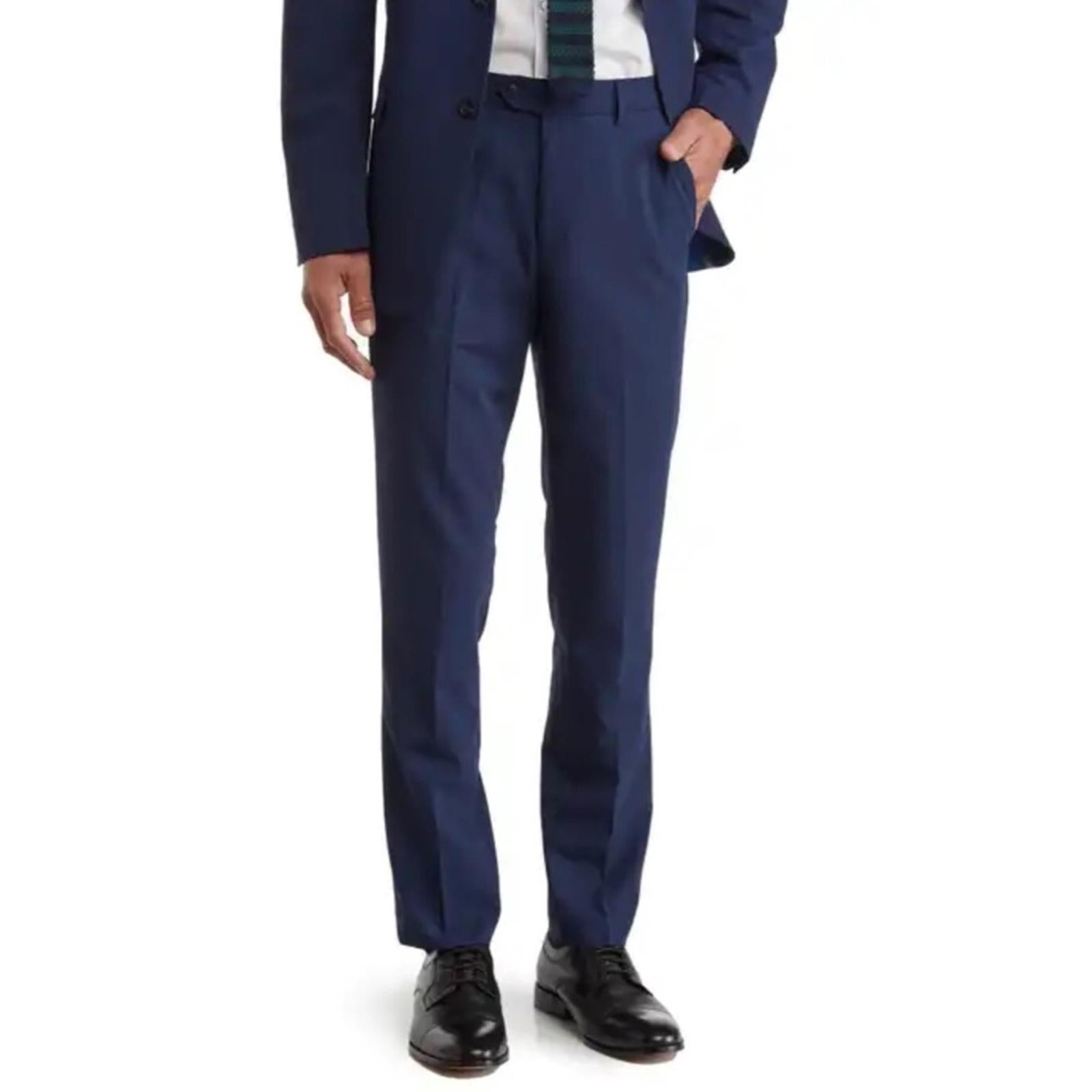 NEW Penguin Blue Birdseye Wool-Blend Dress Pants, Size 36S/30W 30L New w/Tag