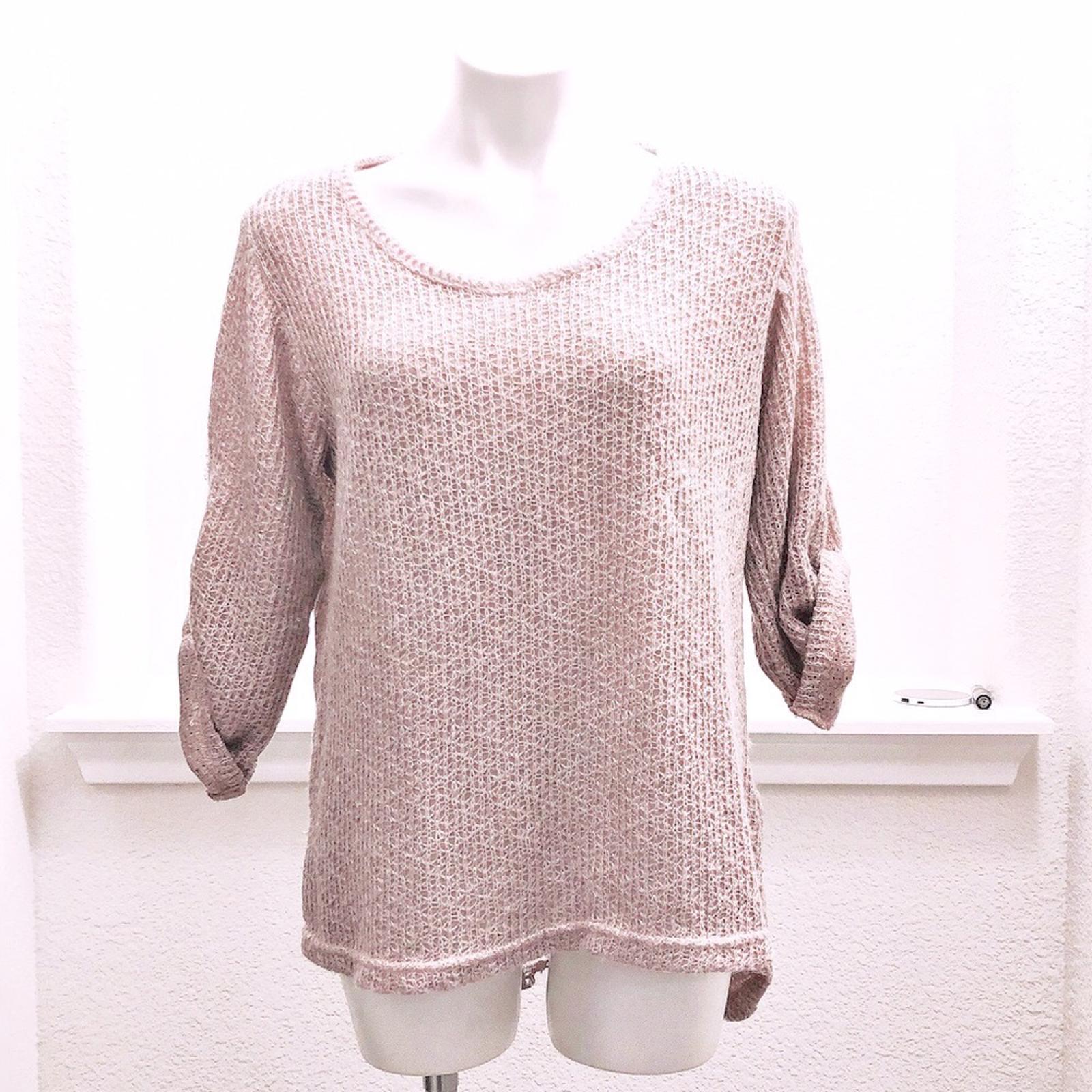 Belle France Lace Back Sweater in Blush Pink, Size L EXCELLENT! Retail $138