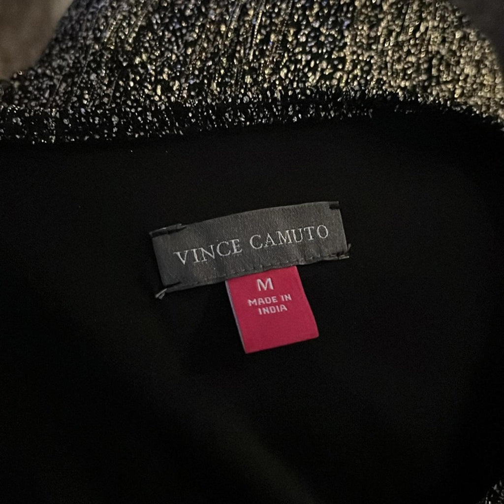 Vince Camuto Metallic Crossover Top, Rich Black Sparkle & Shine Size M New w/Tag