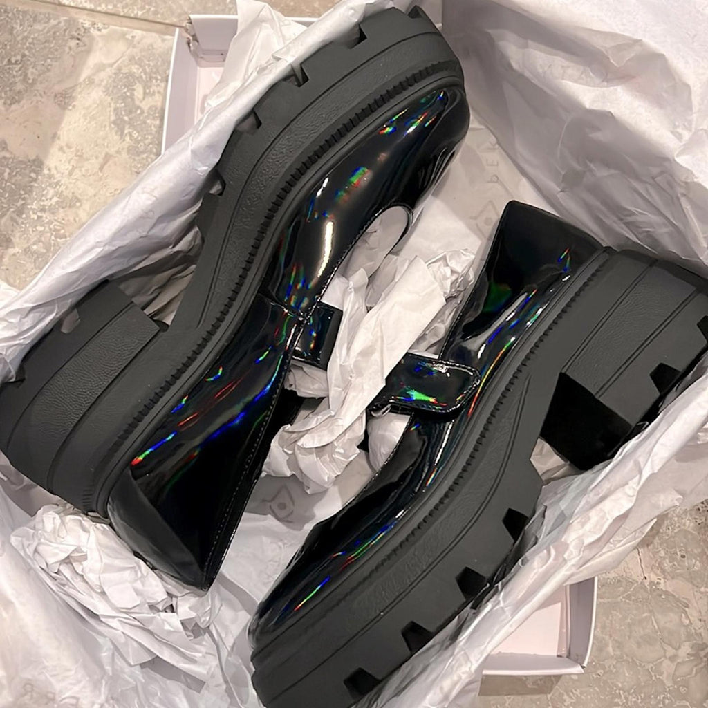 NWT Katy Perry The Geli Combat Mary Jane Shoes, Black, Size 7.5/37.5 New in Box