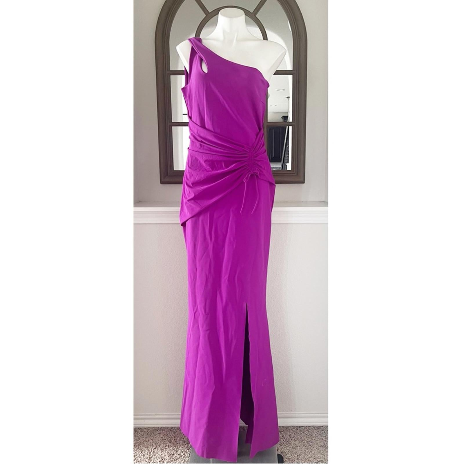 Chiara Boni Costanza Long One-Shoulder Gown in Magneta, Size US14 EU50 NWT $995