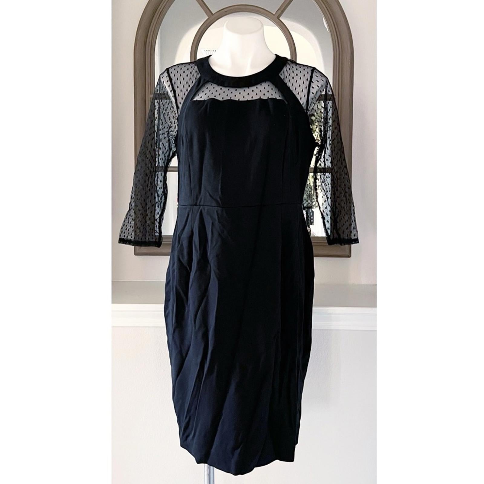 Lane Bryant Women’s Black Mesh Detail 3/4 Sleeve Sheath Dress Size 14 EXCELLENT