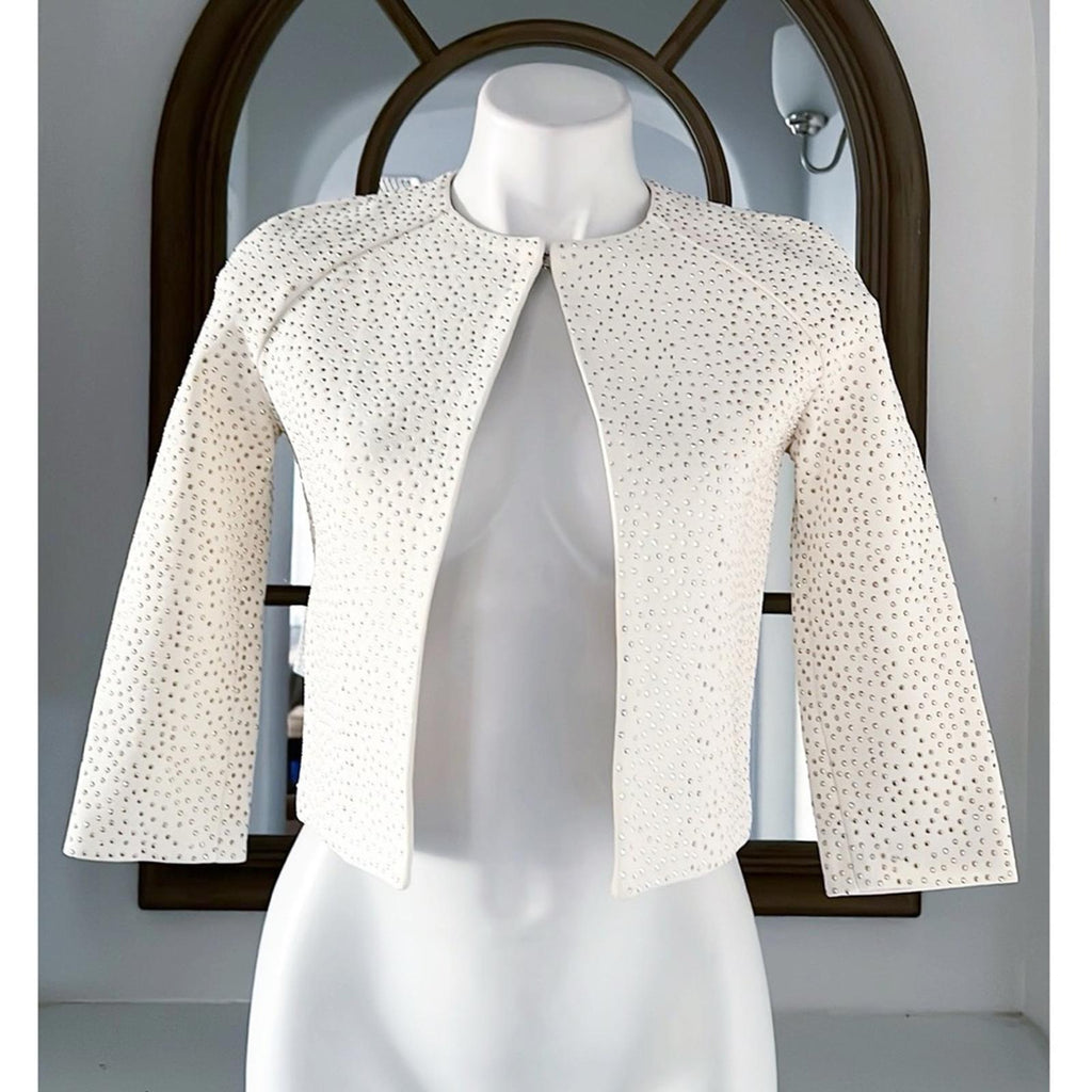 St. John Embellished Knit Jacket in Ecru, Size 2 NEW w/Tag $1,695