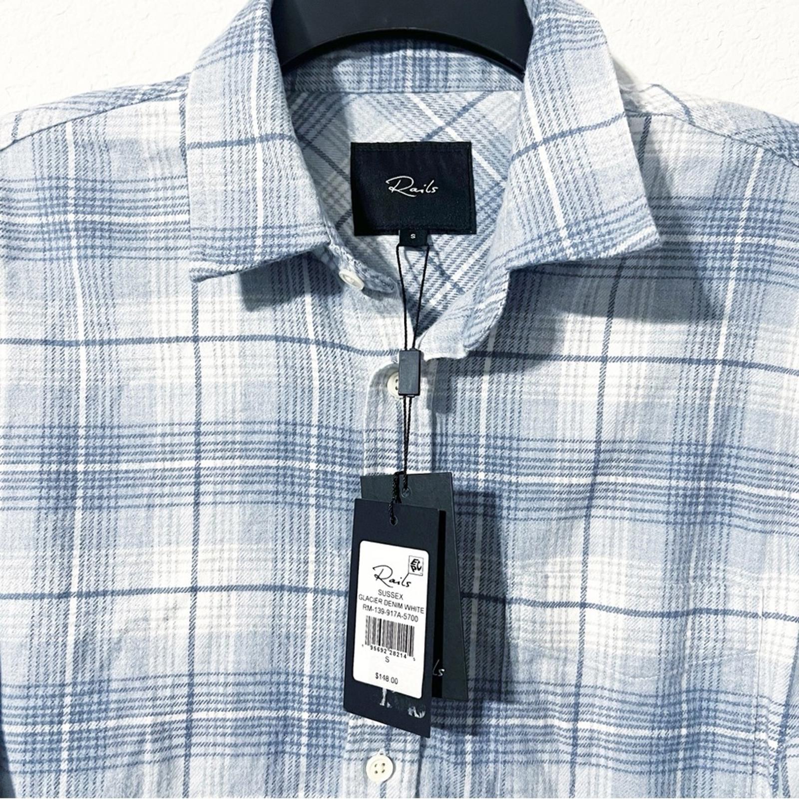 Rails Sussex Flannel Relaxed Fit Shirt in Glacier Denim White, Size S, NEW