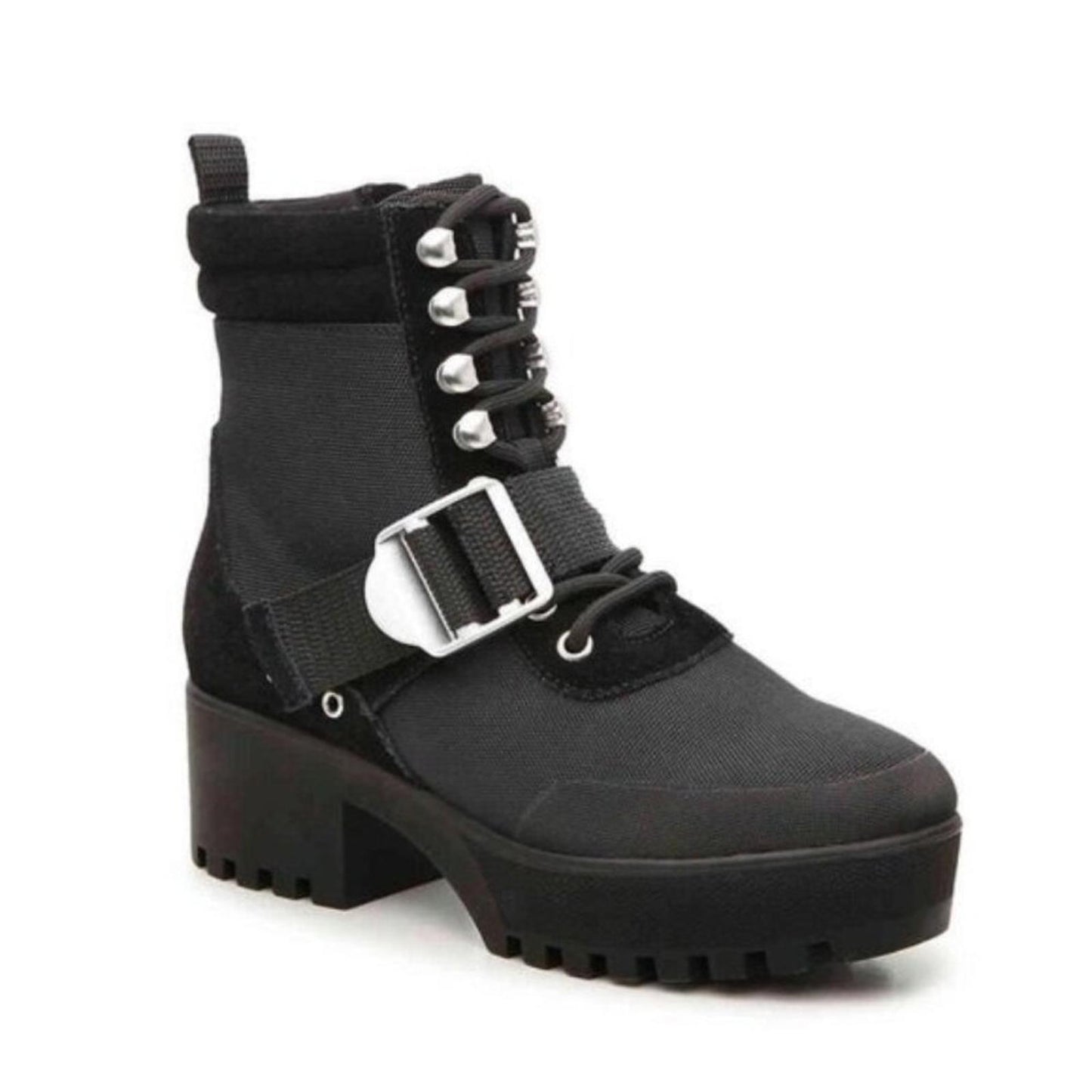 Steve Madden Grady Buckle Hiking Platform Combat Boots, Size 8 New in Box