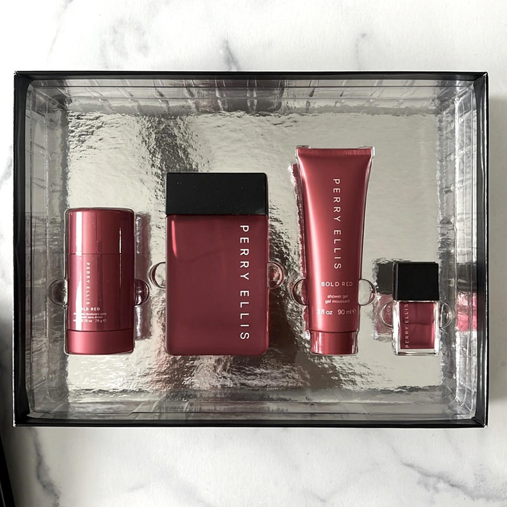 Perry Ellis 4-Piece Set BOLD RED For Men, New in Box