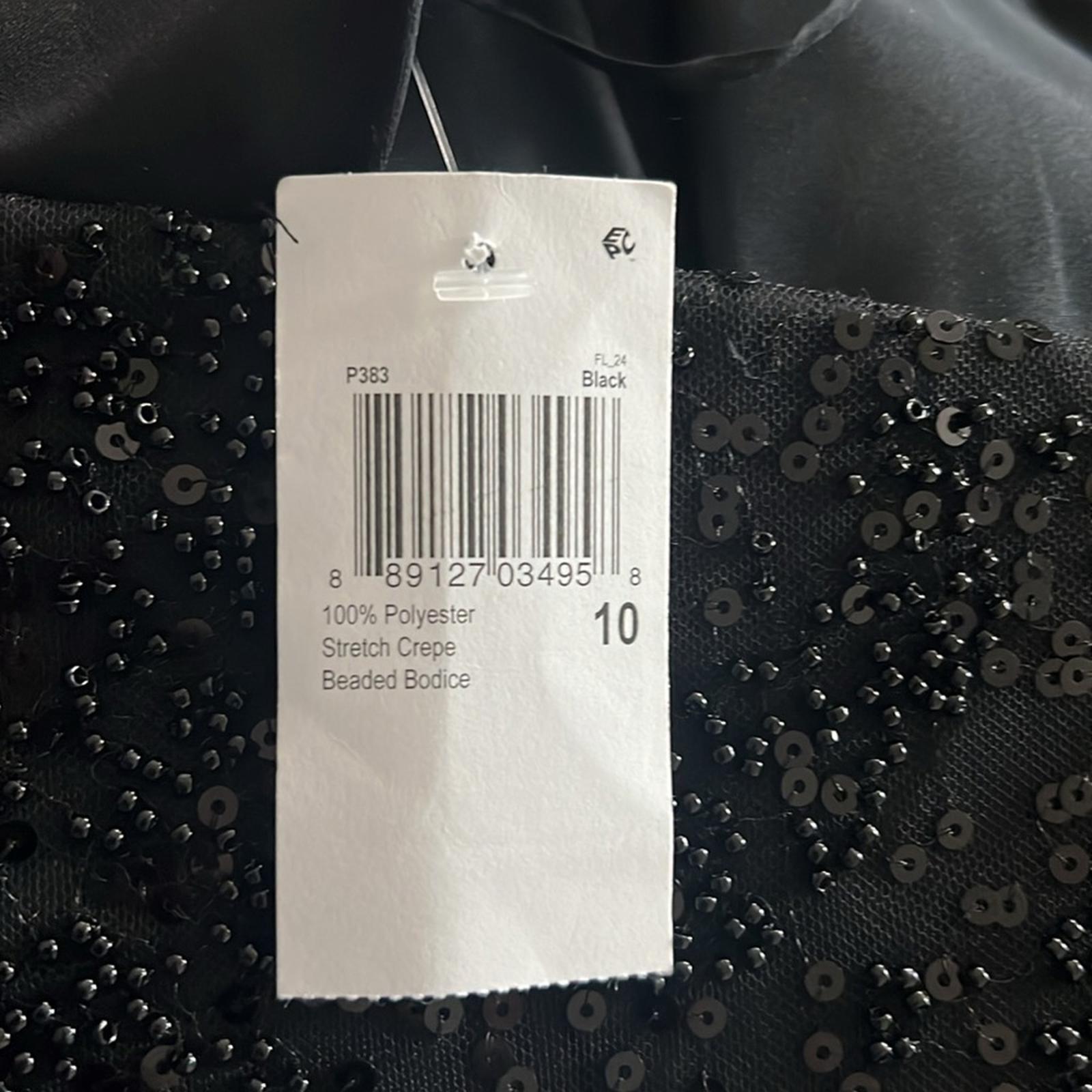 Amsale Sequined Beaded Bodice Gown, Stretch Crepe in Black, Size 10 NEW w/Tag