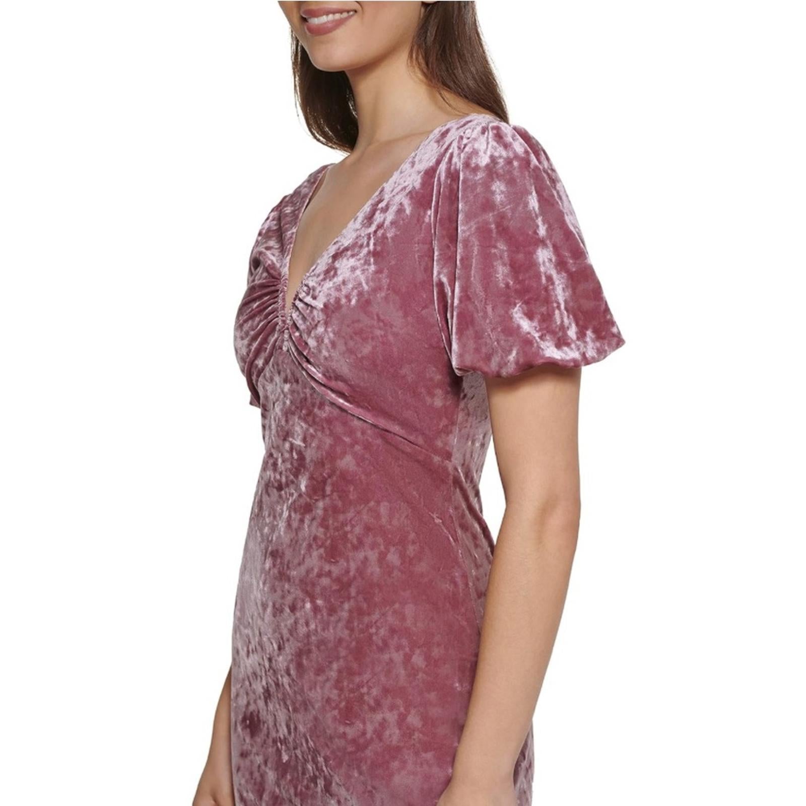 Guess Textured Bodycon Crushed Velvet Mini Dress in Wine Size 10 New