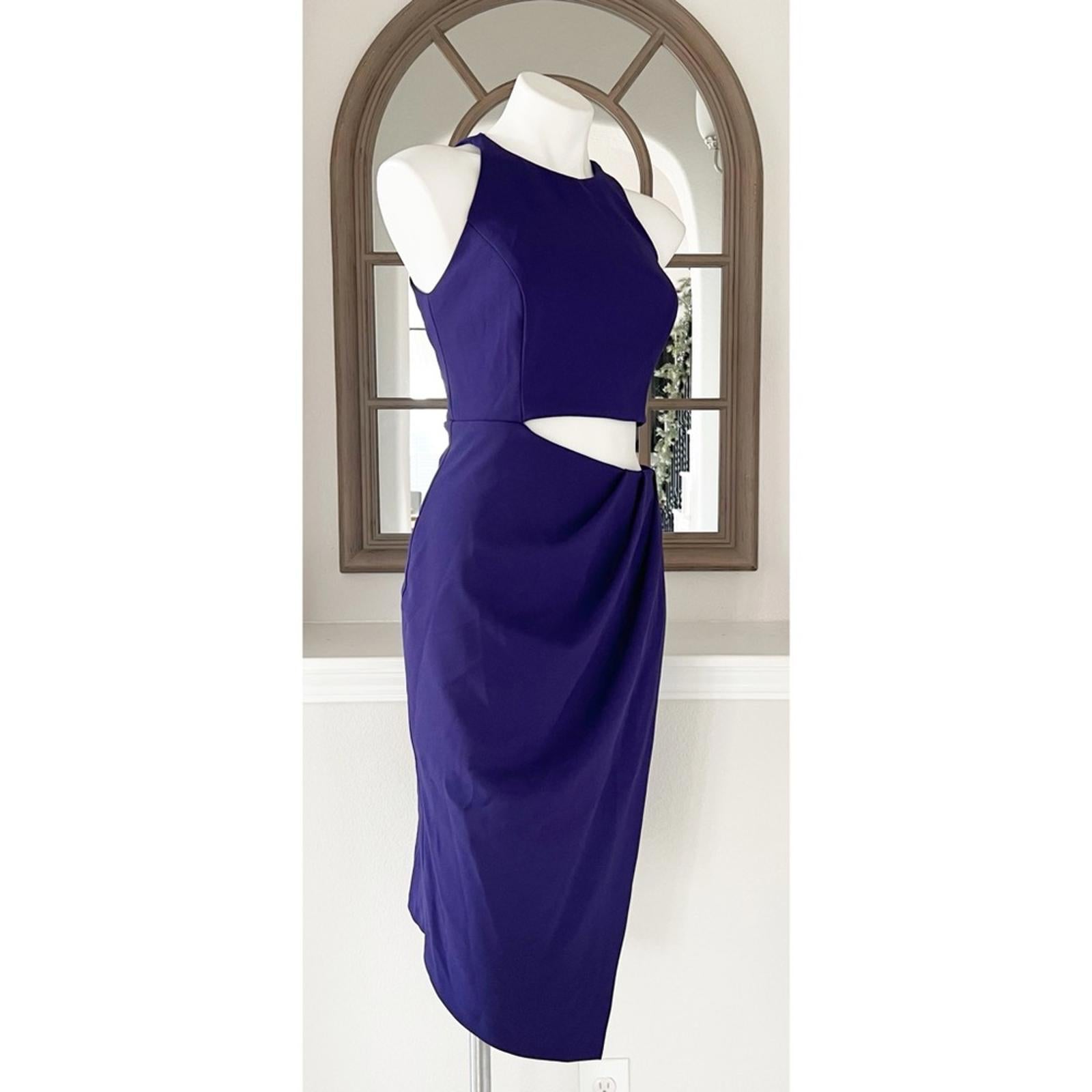 Aqua Bloomingdale’s Asymmetric Cutout Dress in Mulberry/Purple Size 6 NWT $238