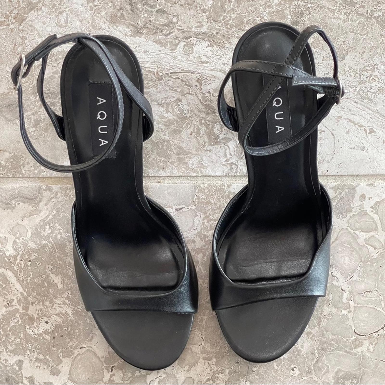 Bloomingdale’s AQUA Jett Ankle Strap High Heel Sandals Black, Size 10 NEW in Box