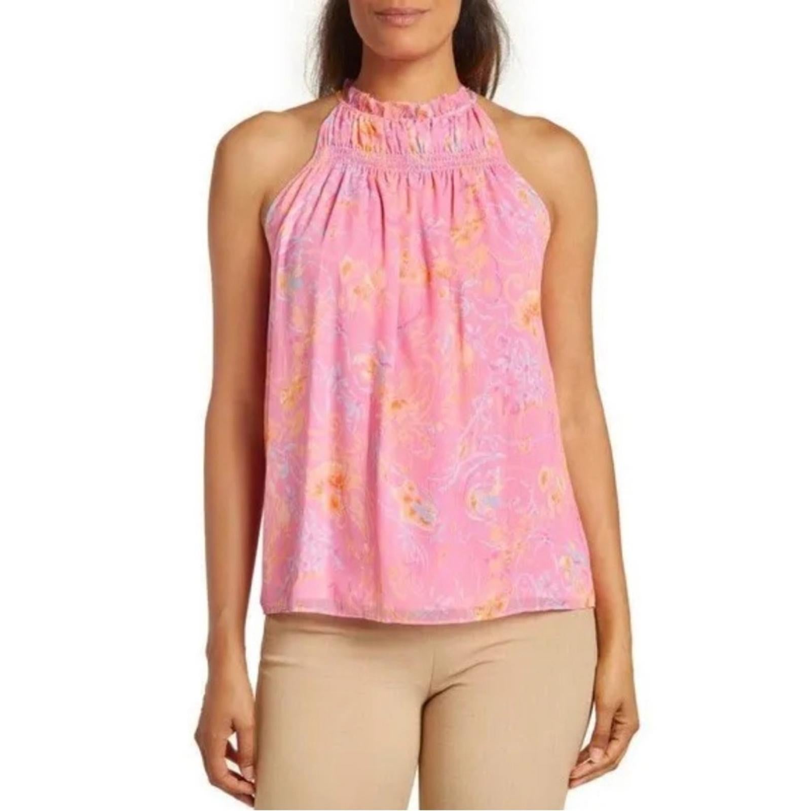 Ramy Brook Harlie Paisley Halter Neck Tank Top, Pink Size XS New w/Tag $295