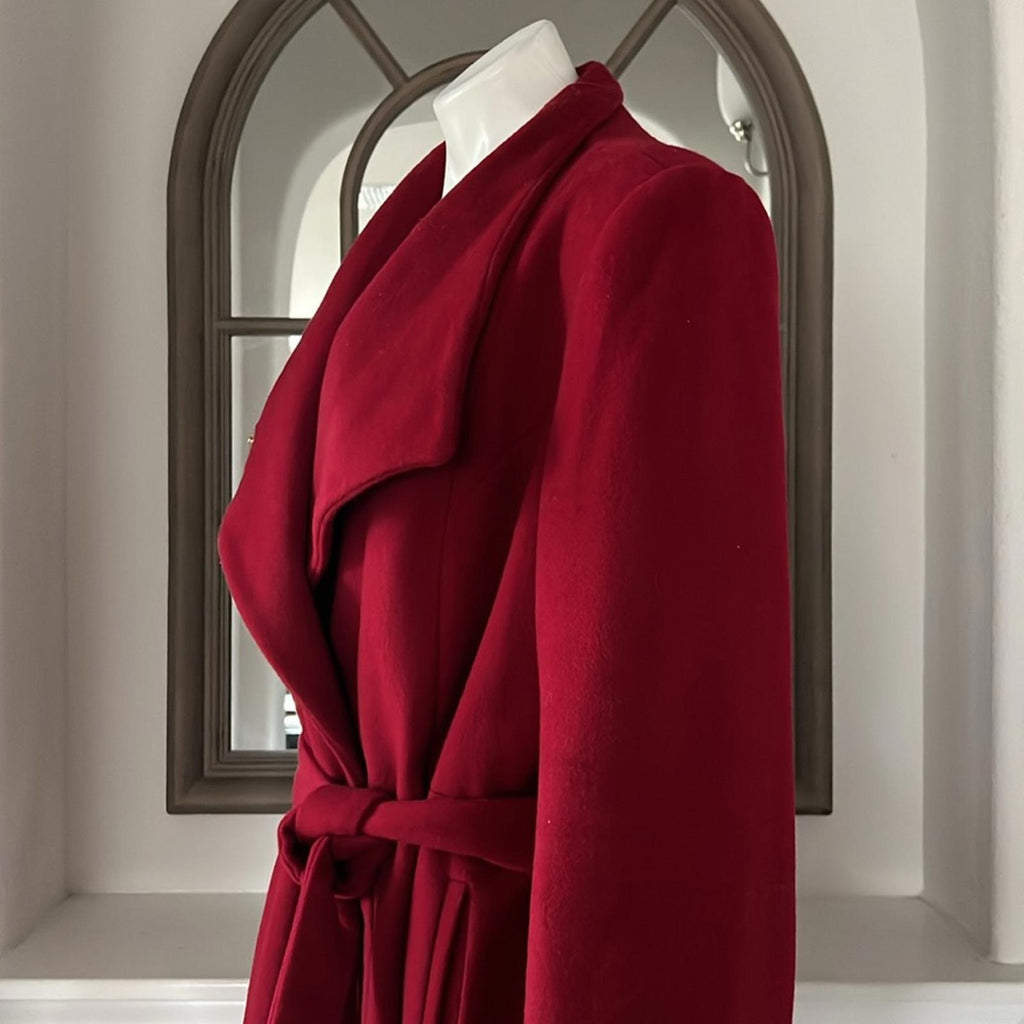 Michael Kors Asymmetric Belted Wrap Coat in Red, Size XL EXCELLENT!