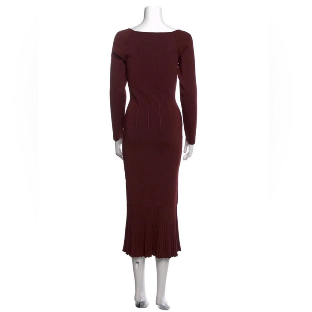 Galvan London BURGUNDY Atalanta Midi Dress, Size XL New w/Tag Retail $950