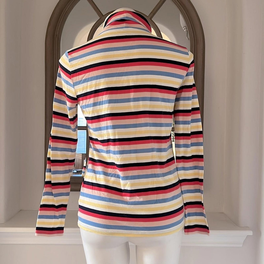 NEW Talbots Colorful Striped Turtleneck Tee, Size Small EXCELLENT!