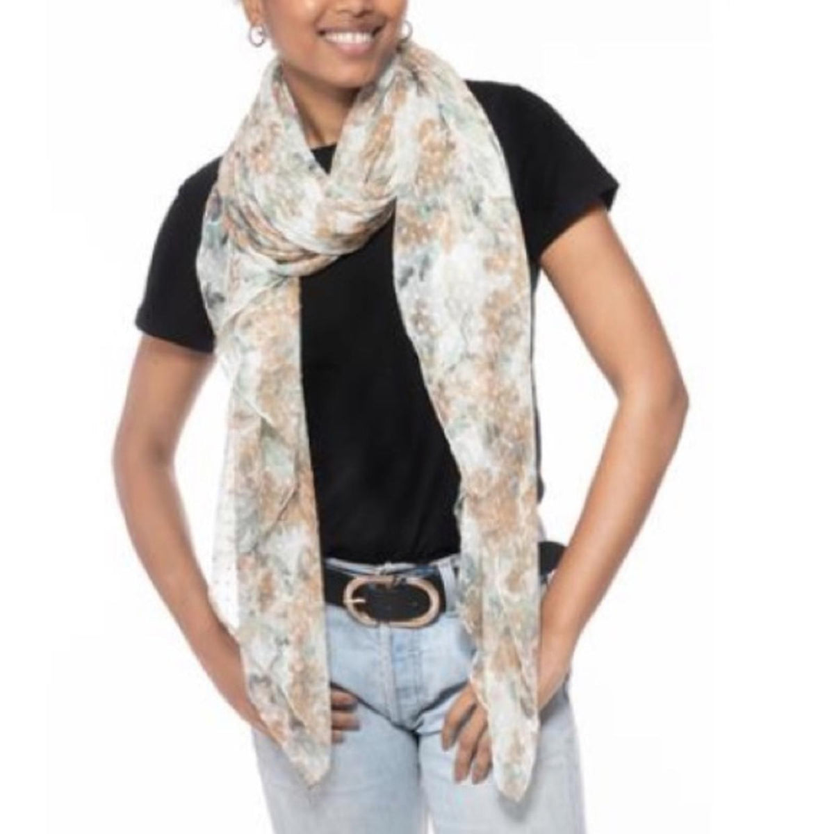 NWT Giani Bernini Watercolor Floral Wrap Scarf, Ivory One Size New w/Tag $32.50