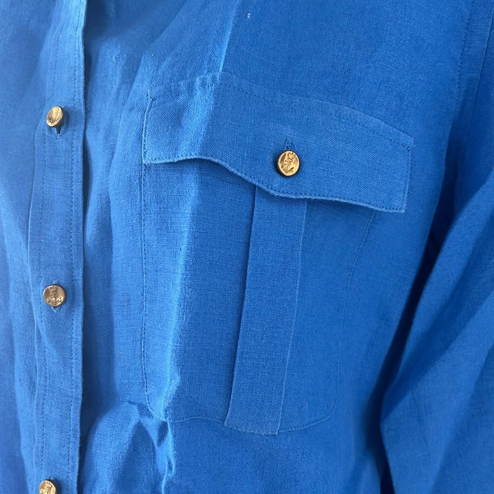 Lauren Ralph Lauren LINEN Blue Shirt Size L EXCELLENT!