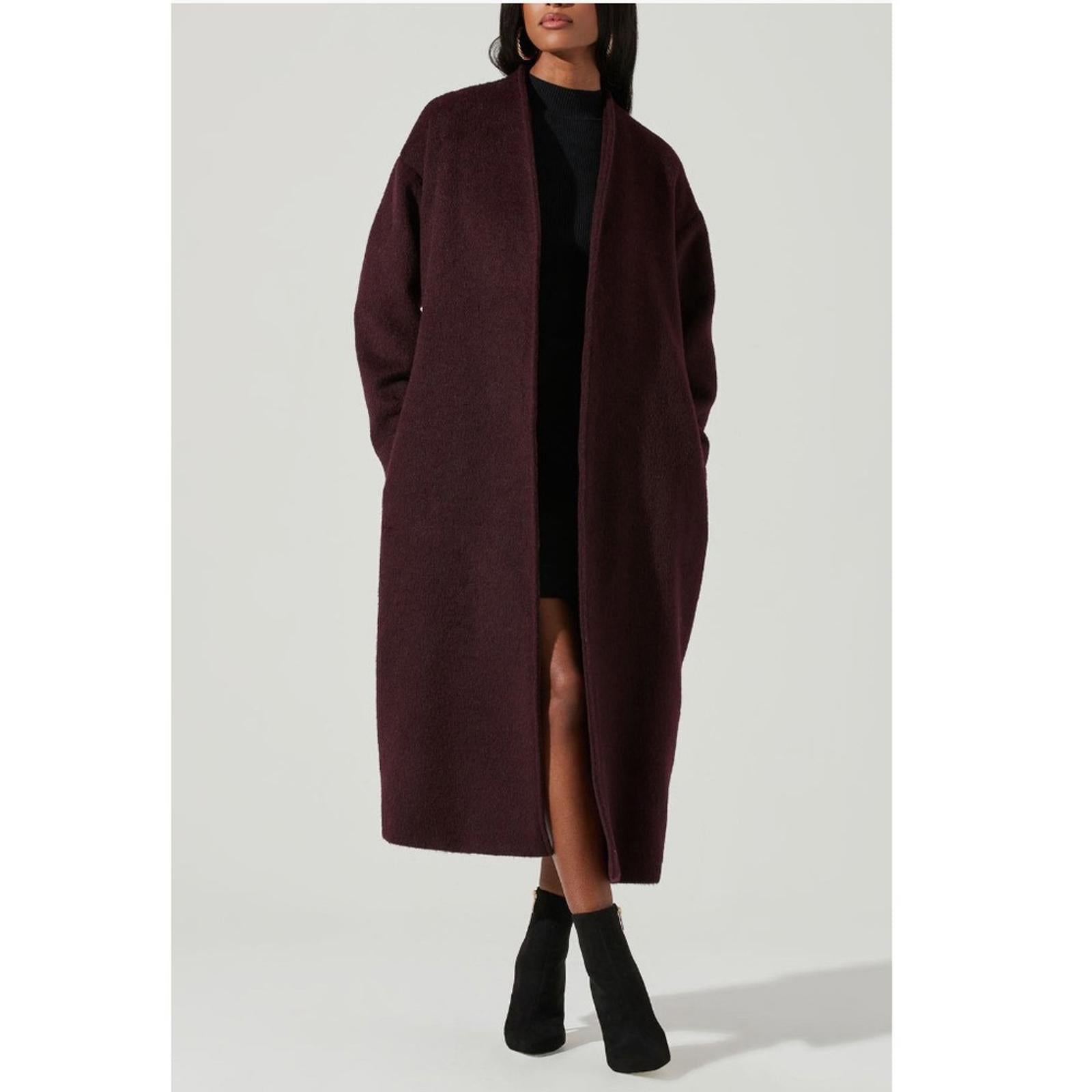ASTR the Label Berkley Belted Coat in Wine, Size XS New w/Tag