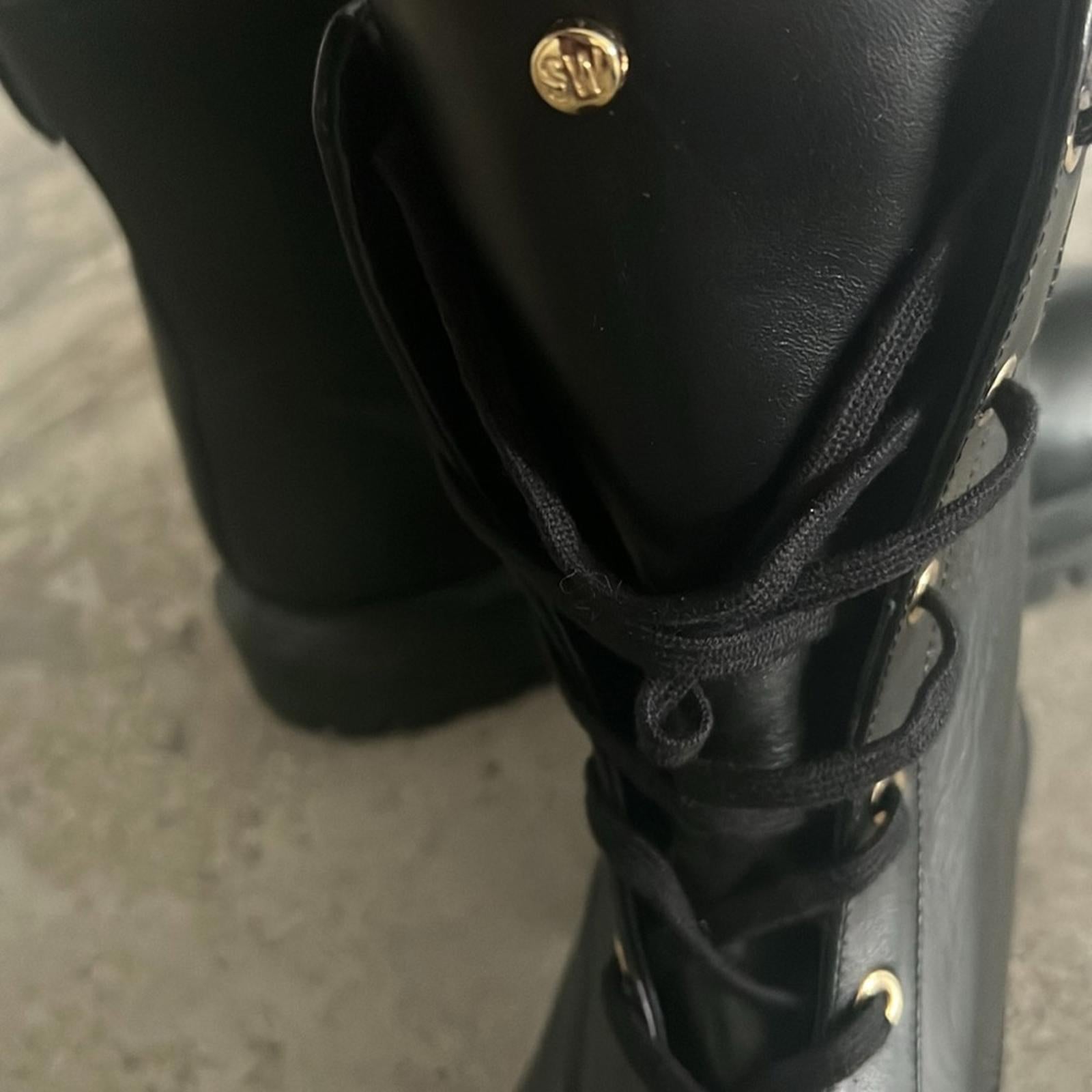 Stuart Weitzman Ultra Lug Sole Buckle Combat Boots Size 41/10.5B New Retail $695